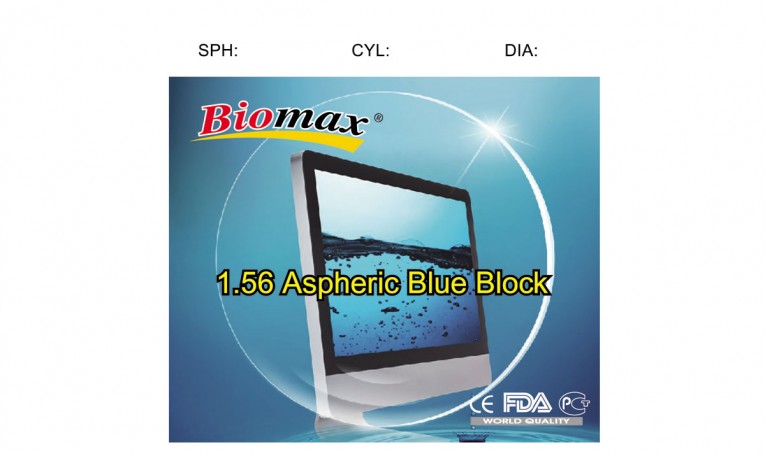 Полімерна астигматична асферична лінза Blueblock. Ind. 1,56 Ø70-65 (SPH -6.5 -8.0/ CYL -0.25 -2.0)