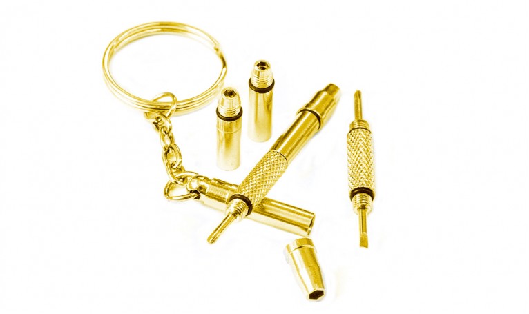 Викрутка-брелок багатофункціональна 5 в 1 (жовта)